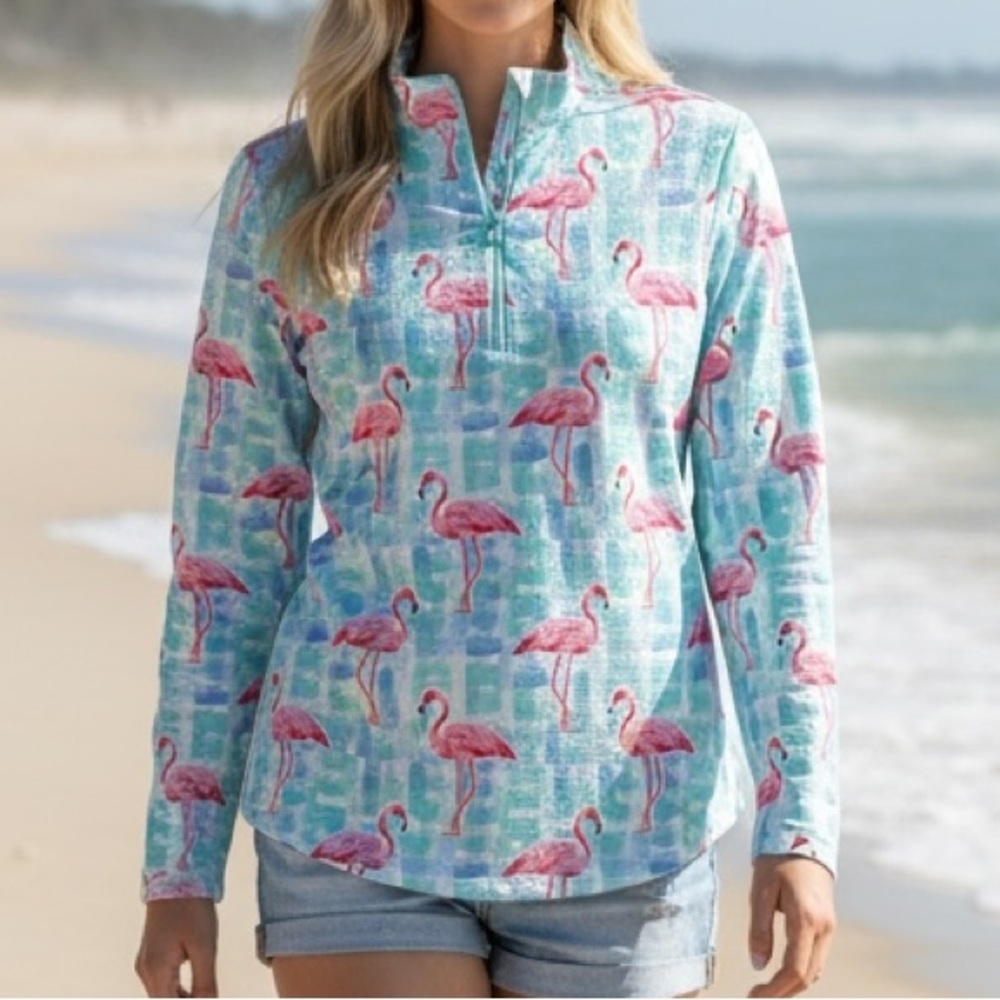 IBKUL Flamingo Print  - Light Blue and Pink